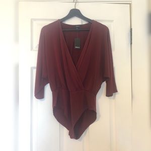 NWT - Burgandy v-neck bodysuit